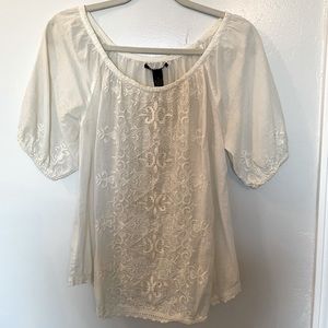 Lucky Brand off white embroidered blouse.